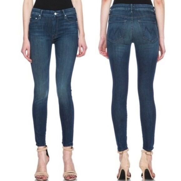 Mother High Waisted Looker Ankle Skinny JeansA Waltz At Midnight Size 24 - Picture 1 of 7